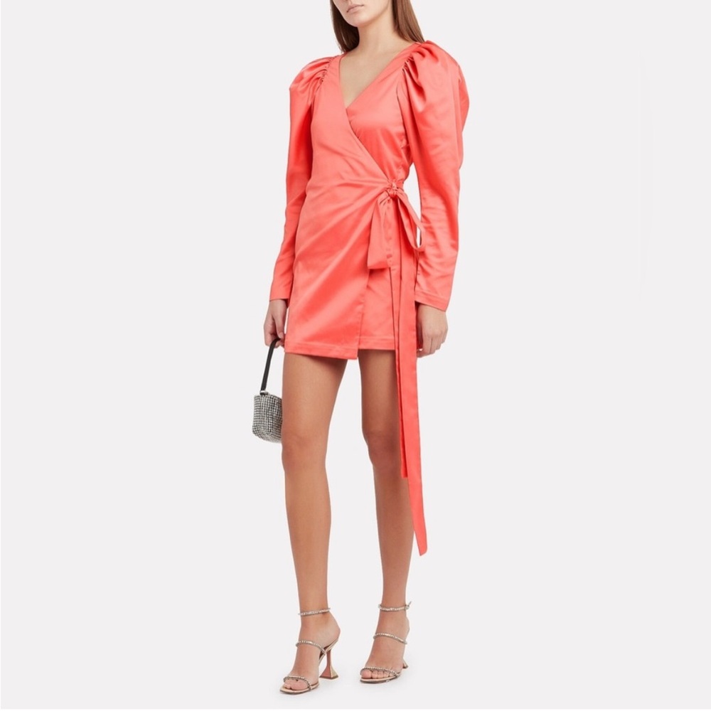 ROTATE by Birgen Christensen pink satin wrap dress